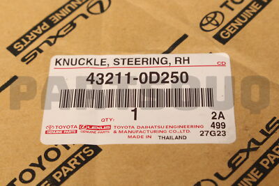 432110D250 Genuine Toyota KNUCKLE, STEERING, RH 43211-0D250