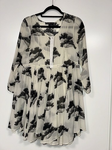 Elizabeth & James Adjustable Waist Floral Mini Silk Dress, Floral, Size S