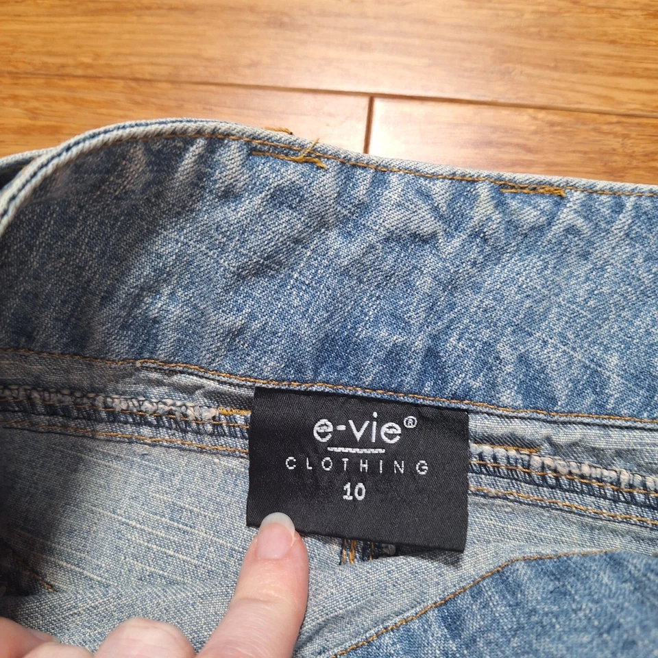 Vintage 00s Y2K e-vie Clothing Wrap Mini Denim Skirt Size 10 - Image 4 of 4