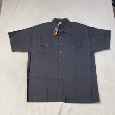 NWT Marlboro Gear Phillip Morris Rugged Cargo Shirt XL Pockets Buttons SSL Grey