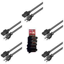 5x Pro X 25' Power Cord NEMA 5-15P to NEMA 3-Prong 5-15R 14AWG Power Cables