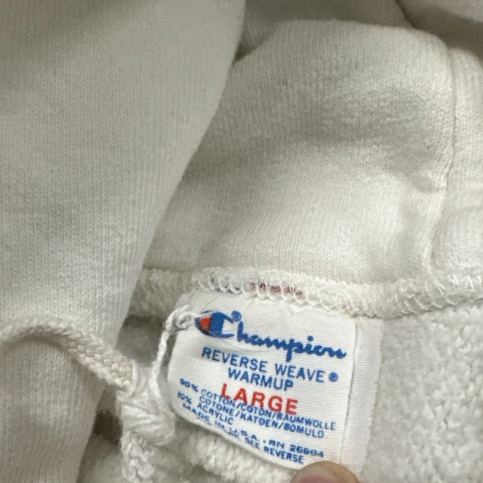 Sudadera con Capucha Vintage Años 80 Champion Tejido Inverso Grande Blanca RPI Foto 3 de 4