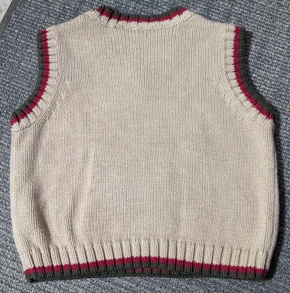 Christmas Sweater Vest Baby 3/6 Month Bear Car Tree Cotton Miniwear Holiday - Image 3 of 3