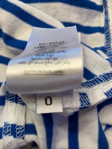 $120 Current Elliott Tank Top Side Slit Ruffle Striped Blu/Wht Size 0 *Flaw - Picture 8 of 12