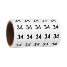 0.6" Small Round Number Stickers Roll, 1000 Pcs Circle Labels, Black Number 34