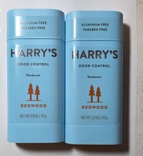 2 x Harry's Odor Control Deodorant REDWOOD Aluminum Free Paraben Free 2.5oz