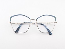 Nicole MIller Eyeglasses, Frames Only, Catalans C02, 55-17-140, Blue/Silver