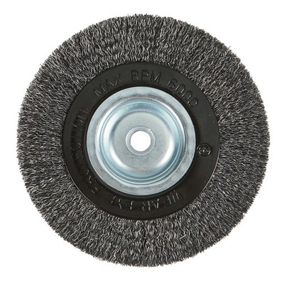 Klutch 6in. Industrial Coarse Wire Wheel for Bench Grinders, Multiple Arbor