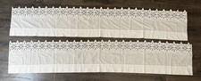White Eyelet Lace Valance Pair Curtain Topper 77" Wide Cottage