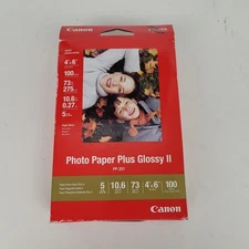 Canon Pixma PP-201 Photo Paper Plus Glossy II 4x6 inch - 100 Sheets, NEW