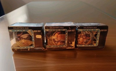 1994 Enesco Star Trek TOS Mug Lot Kirk, Crew And Enterprise NCC-1701 w/ Boxes