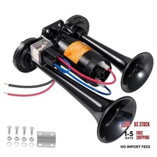 Electric Air Horn For Truck 150db Super Loud Black Horns Dual 12v Black A