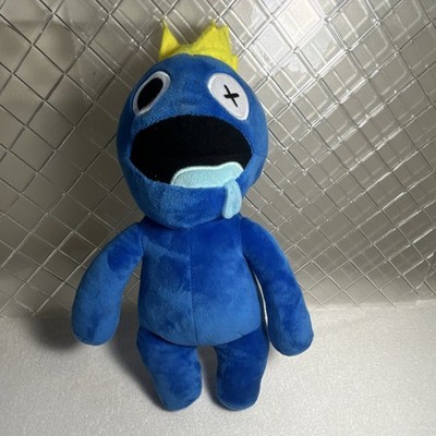 Rainbow Friends Blue Plush Stuffed Animal with Yellow Crown and Drooling Face