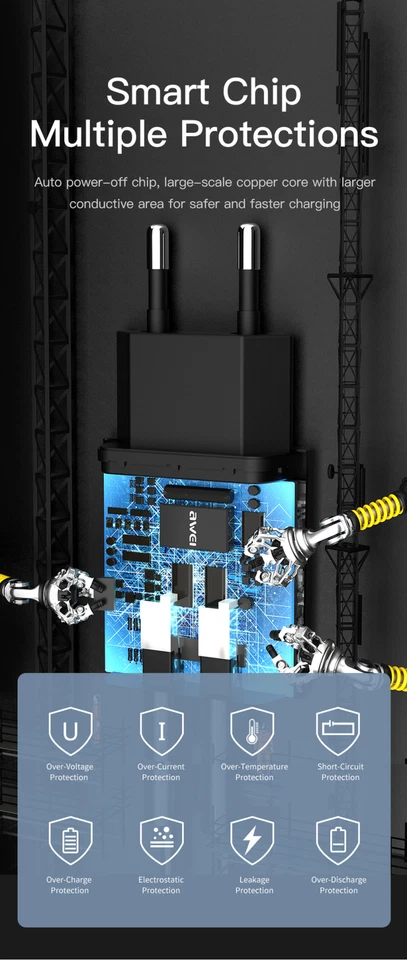 AWEI Testa di Ricarica USB – Adattatore da Parete Compatto, Caricatore Rapido pe Foto 4 de 4