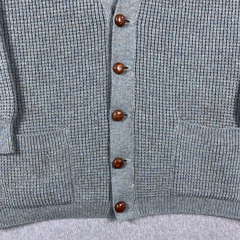 VTG Pringle Cardigan Mens XL Wool Sweater Green Pockets Made in Scotland - Image 4 of 4