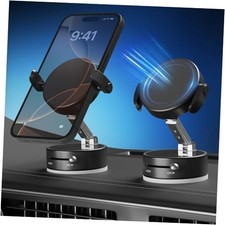 Upgraded 360  Adjustable Vacuum Magnetic Phone Holder, Vacuum Suction Black