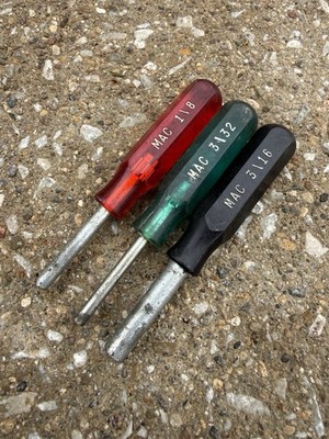MAC Tools Vtg 3pc Mini Nut Driver Set: 3/32 , 1/8 , 3/16  USA