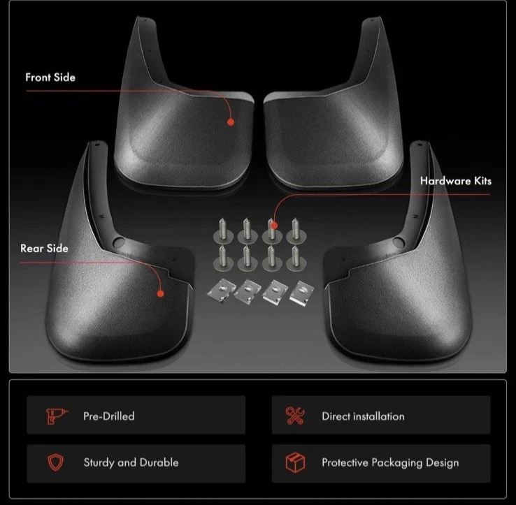 4 piezas protectores contra salpicaduras guardabarros para Chevy Silverado 1500 07-13 2500HD 3500 3500HD Foto 3 de 4