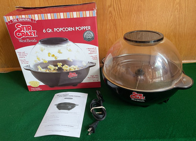 West Bend Stir Crazy 6-Quart 1000W Popcorn Corn Popper Maker 82306 Tested Works
