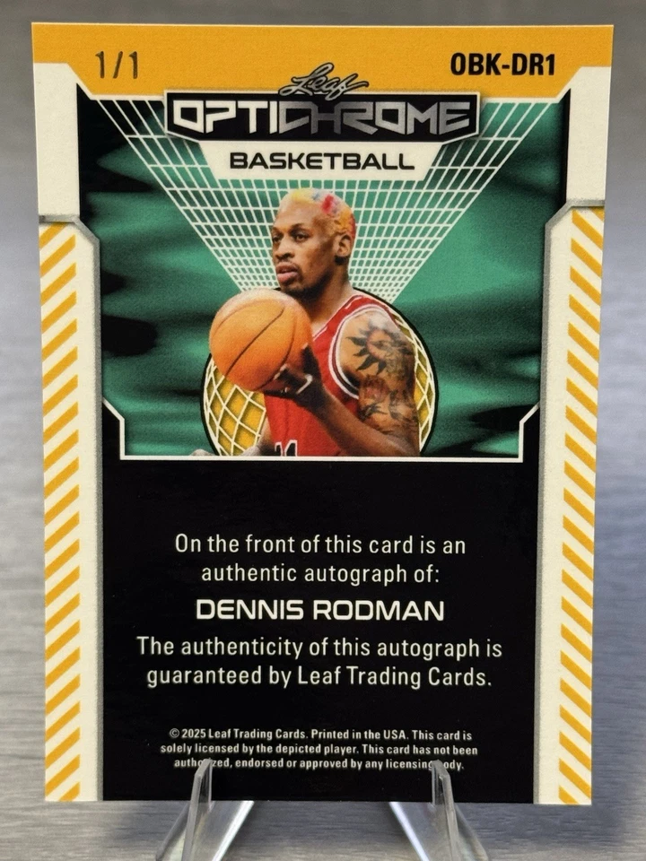 🏆🏀DENNIS RODMAN 2025 Leaf Optichrome Blue Prismatic Auto 1/1 #BULLS LEGEND🏀🏆 - Image 3 of 3