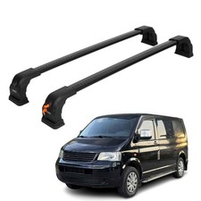 Lockable Roof Bars for VW Transporter T5 2003-2016| Fixpoint No Roof Rails Black