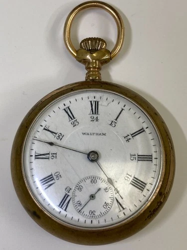 Antique WALTHAM 17 Jewels Gold Filled Pocket Watch Pre-Owned Runs - 35#143