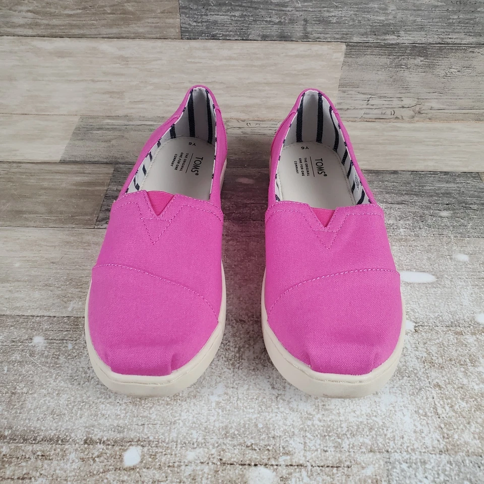 Toms Alpargata Kids Casual Shoes Sz 6 Pink Canvas Slip-on Round Toe Flats - Image 2 of 4