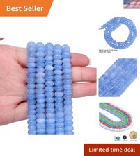 5x8mm Natural Light Blue Colored Jade Stone Rondelle Beads, 73PCS Spacer Roun...
