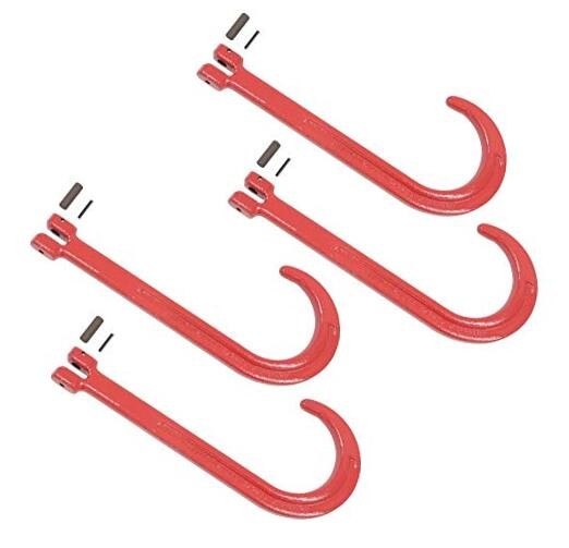  15" Inch J Hook Heavy Duty Grade G80 Tow Axle Strap Wrecker Roll Back 4 - Pack