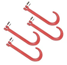  15" Inch J Hook Heavy Duty Grade G80 Tow Axle Strap Wrecker Roll Back 4 - Pack