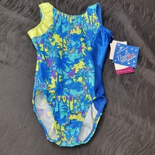 Motionwear Palm Tree Leotard Blue, Neon Yellow, Purple Leotard Sz. 6x-7 IC