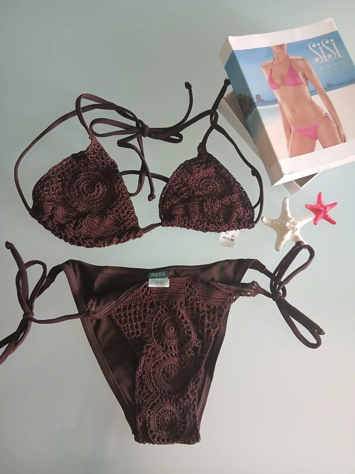 "SISI" AQUA "Fever" Costume Mare 2 Pezzi Donna, colore marrone scuro, taglia 2 . - Imagen 1 de 4