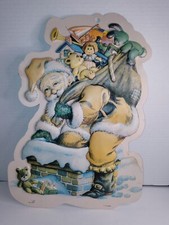 Vintage 3D Christmas Santa Cardboard/plastic Wall Decoration