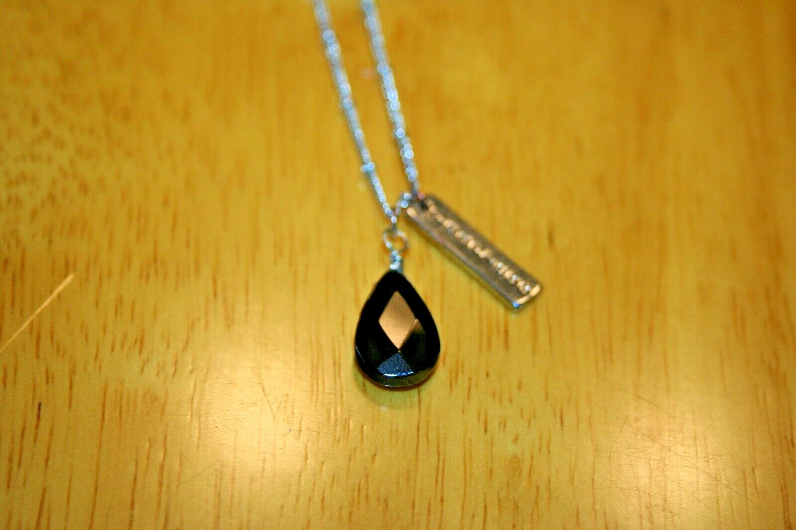 FEARLESS Rectangle and Pear Shaped Black Pendant and … Gem