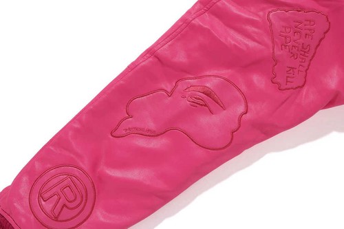 A Bathing Ape Women's Synthetic Leather Varsity Jacket 2024 FW MULTI LOGO Motif - Picture 7 of 13