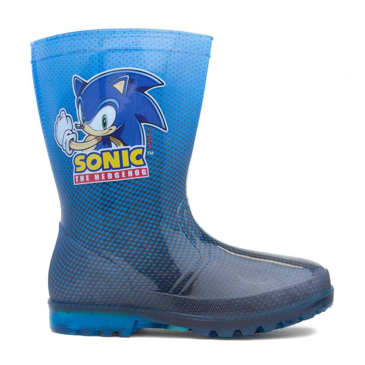 Sonic The Hedgehog Wellies Wellington Boots PVC Orton Blue Rain Snow Kids  Welly - Main Image
