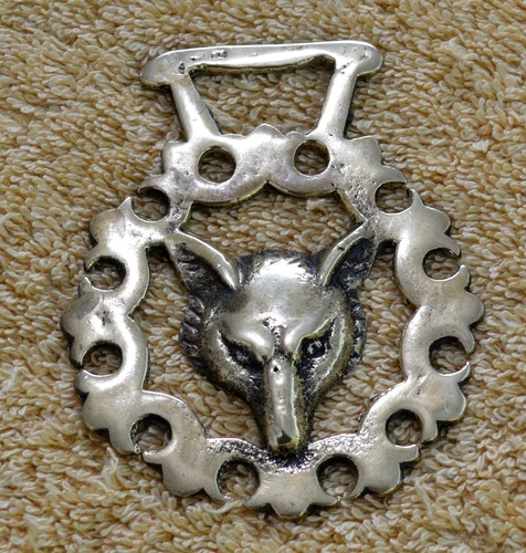 ANTIQUE DOOR KNOCKER BRASS FOX / WOLF DESIGN COLLECTIBLE