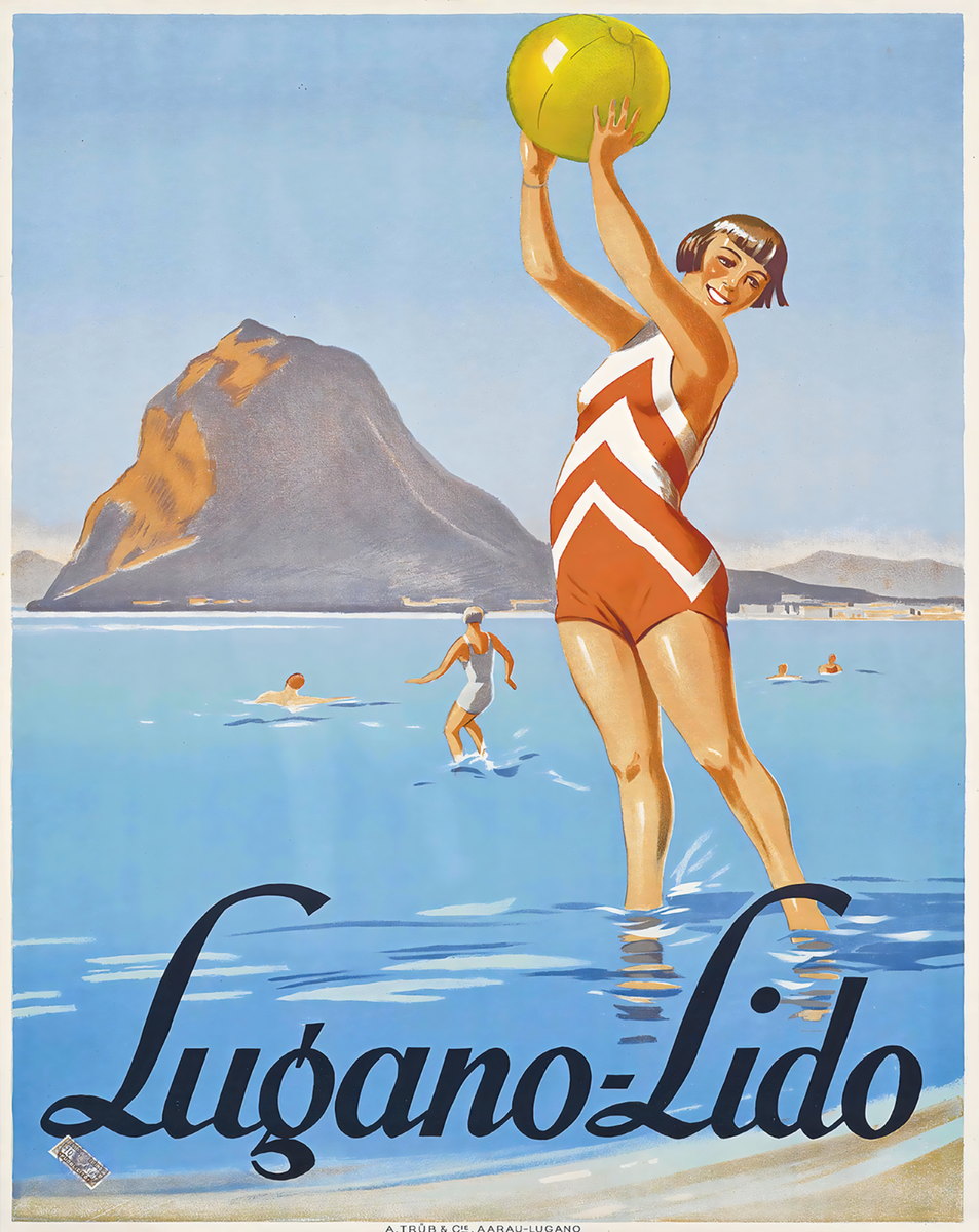 Lugano Lido Beach Poster Summer Vacation Wall Art- 12X16/16X20/18X24/24X36  | eBay UK