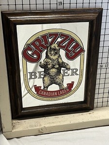 GRIZZLY BEER -  CANADIAN LAGER Mirror  -RARE Collectible- 