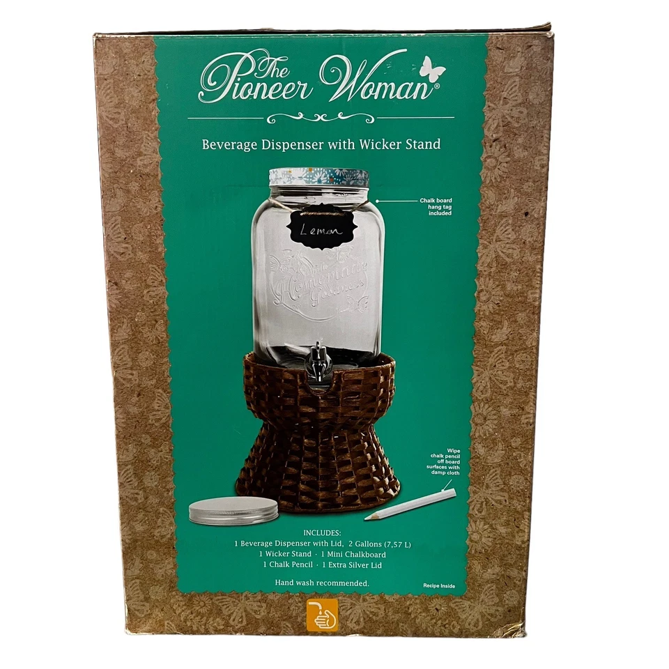 The Pioneer Woman Beverage Dispenser Wicker Stand 2 Gallon New Open Box - Image 2 of 4