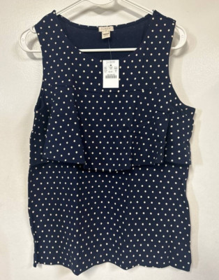 J Crew Blue Polka Dot Tank Top Size M NWT