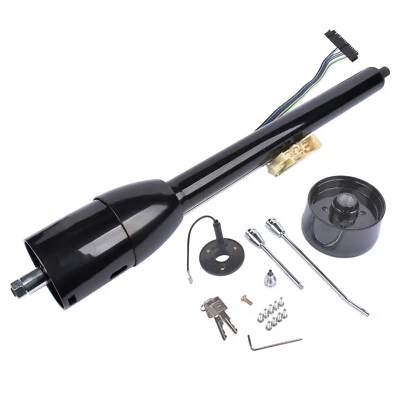 Black 28" GM Tilt Manual Style Steering Floor Mounted Column W/ Adapter & Key - Image 1 of 4