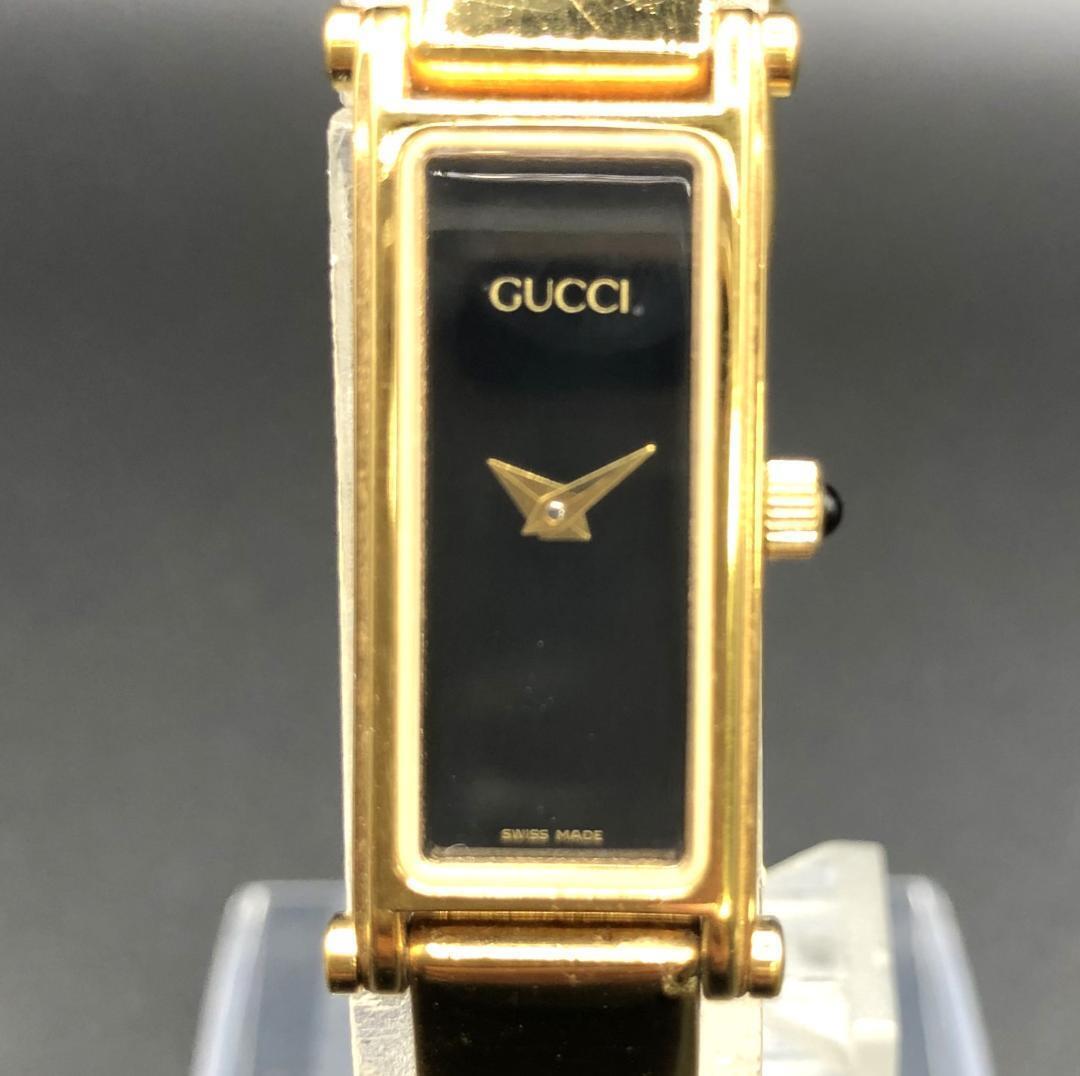 GUCCI 1500 Gold Bracelet & Black Dial Women's Quartz Watch GUCCI 1500 Gold Bracelet & Black Dial Women's Quartz Watch