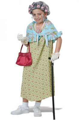 Kids Old Lady Costume For 100 Days Of School Or Halloween – Granny Grandma Dress-Up Outfit For Girls Ages 3-12 (Medium) - View #4