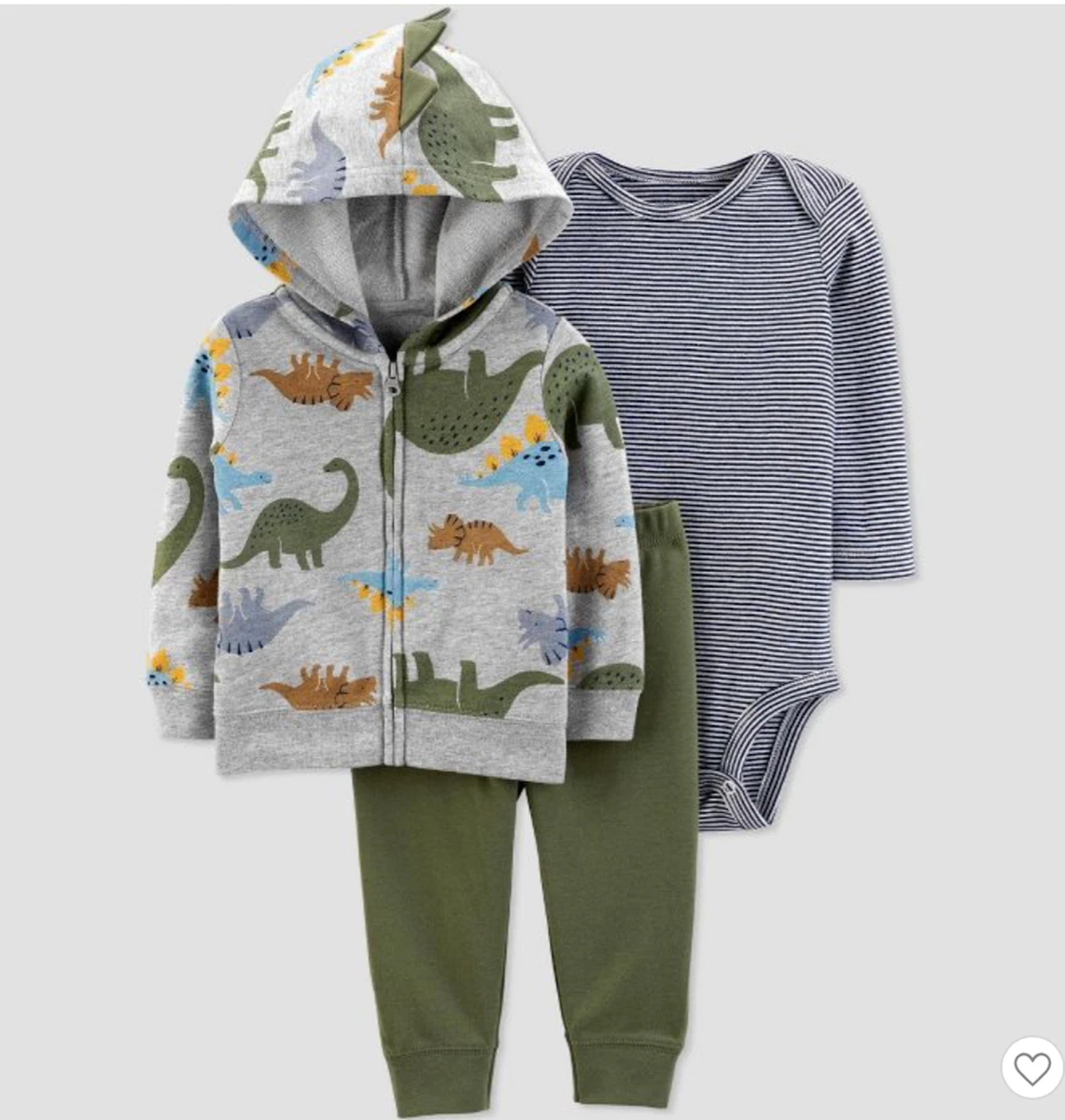 Baby Boy 3 Piece Dinosaurs Hooded Jacket Pants Bodysuit NWT Carters JOY NB