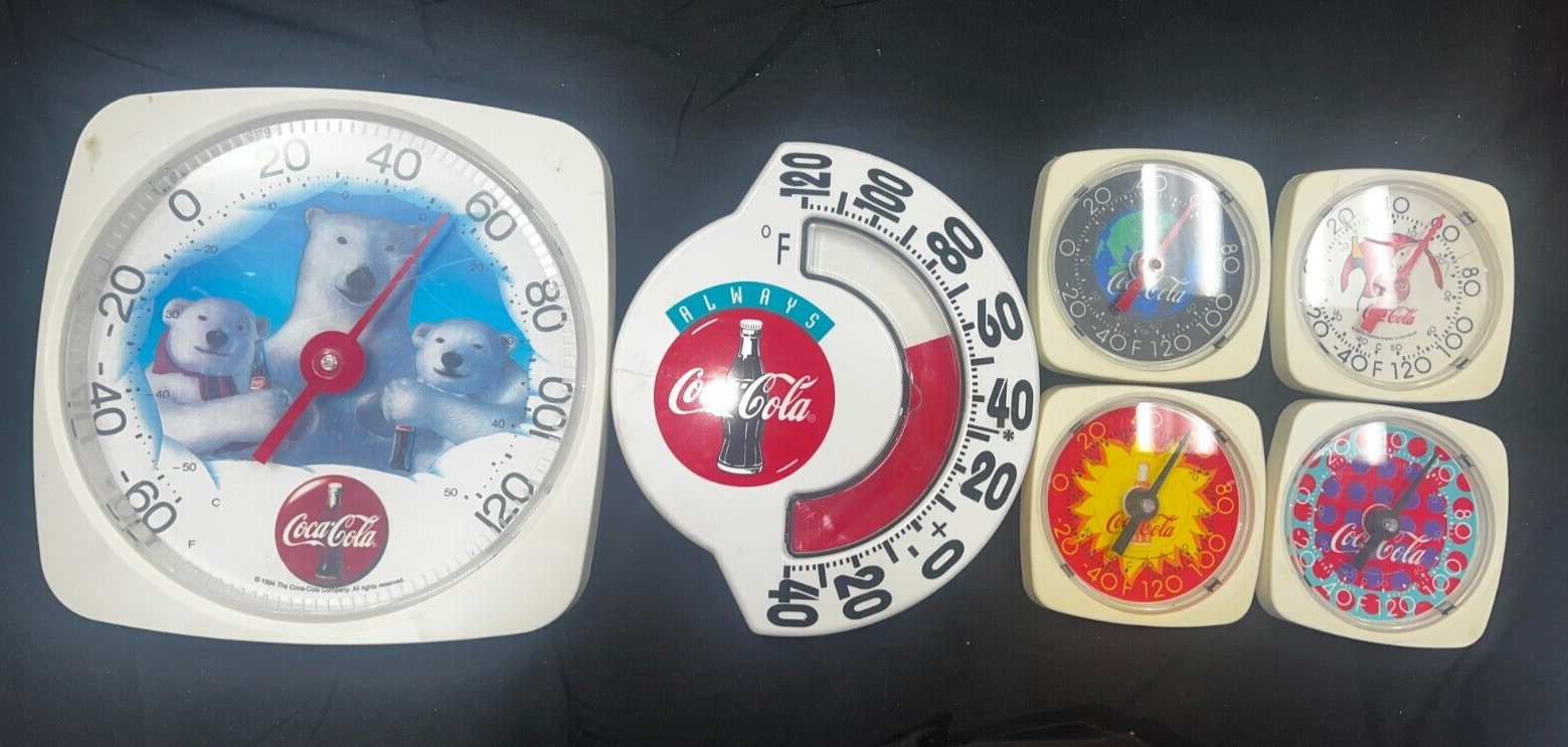 6 Vintage 80s/90's COKE Coca Cola Thermometers eBay