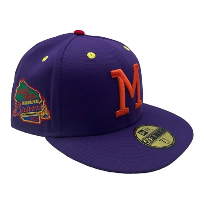 NWT New Era 59Fifty Milwaukee Braves Purple 1957 World Series Hat