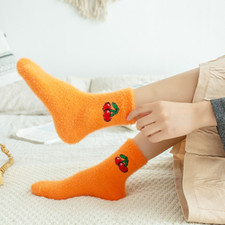 4 Pairs Women Socks Imitate Wool Winter Warm Thicken Japanese Ankle Length