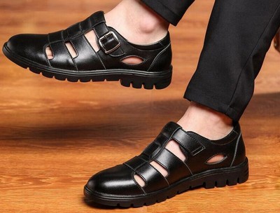 closed in leather shoes