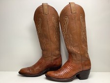 W VTG WOMENS JUSTIN COWBOY LIZARD SKIN BROWN BOOTS SIZE 6.5 B
